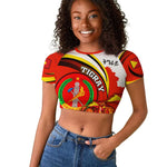 Ethiopia Tigray Raglan Cropped T shirt Revolution Emblem Freedom Fighters and Flag