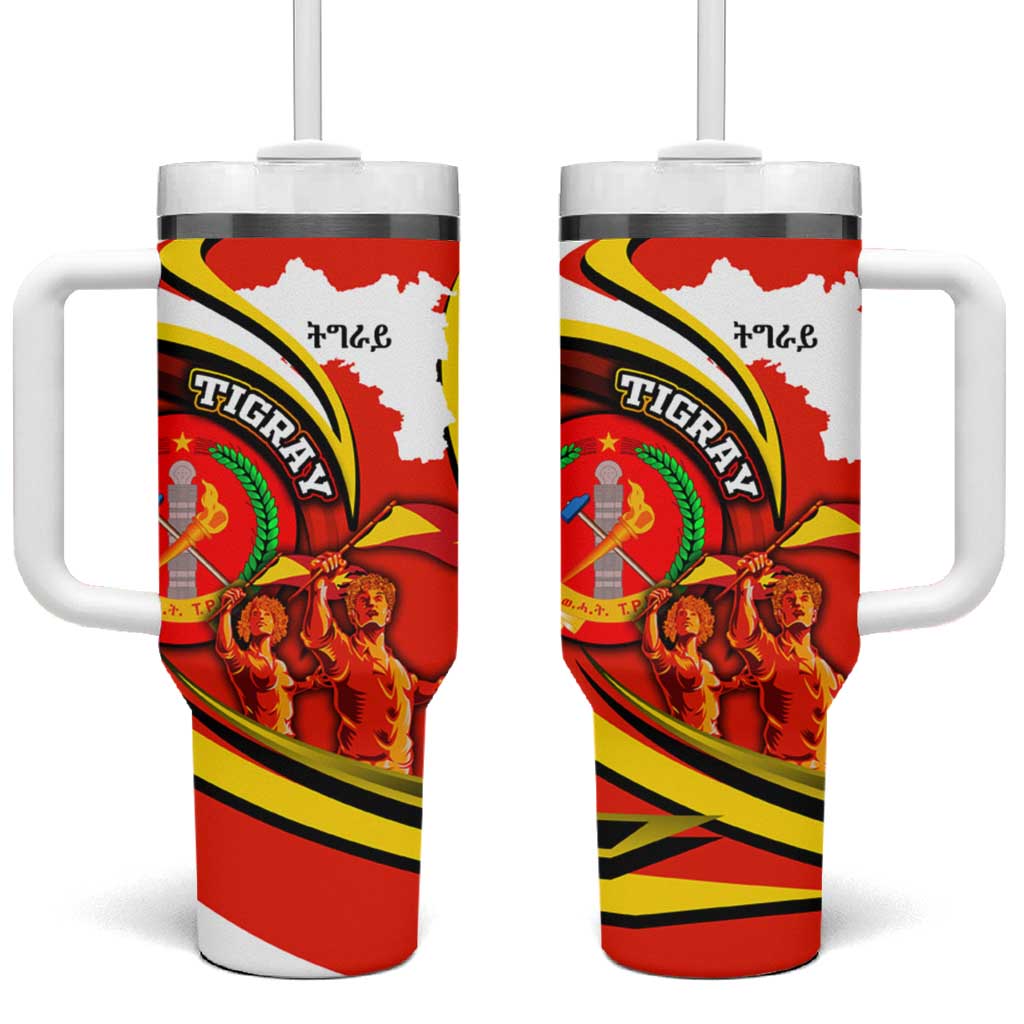Tigray Ethiopia Tumbler With Handle Tigray Seal With Flag Map - African Pattern LT15 main image 1