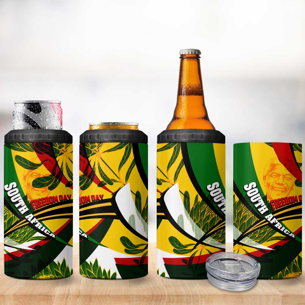 South Africa Freedom Day Mandela 4 in 1 Can Cooler Tumbler National Pride Protea Flower