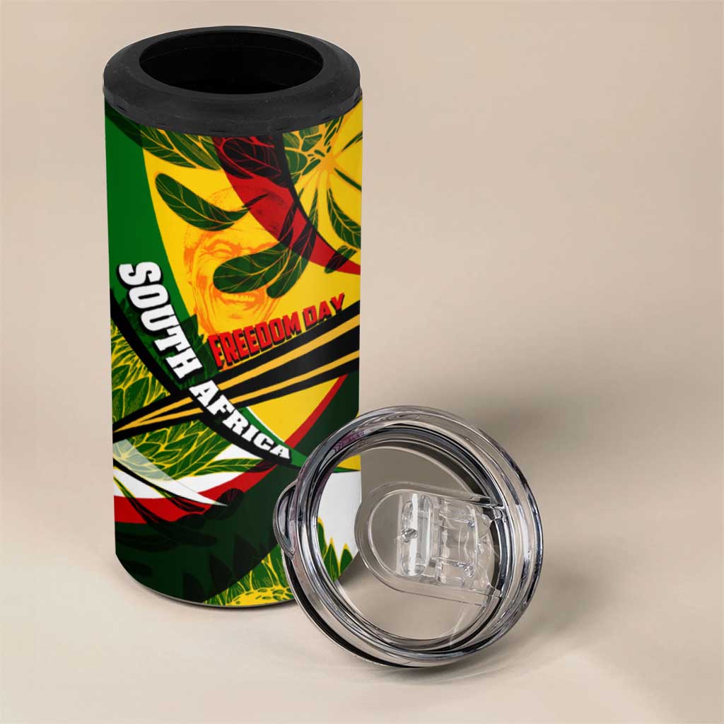 South Africa Freedom Day Mandela 4 in 1 Can Cooler Tumbler National Pride Protea Flower