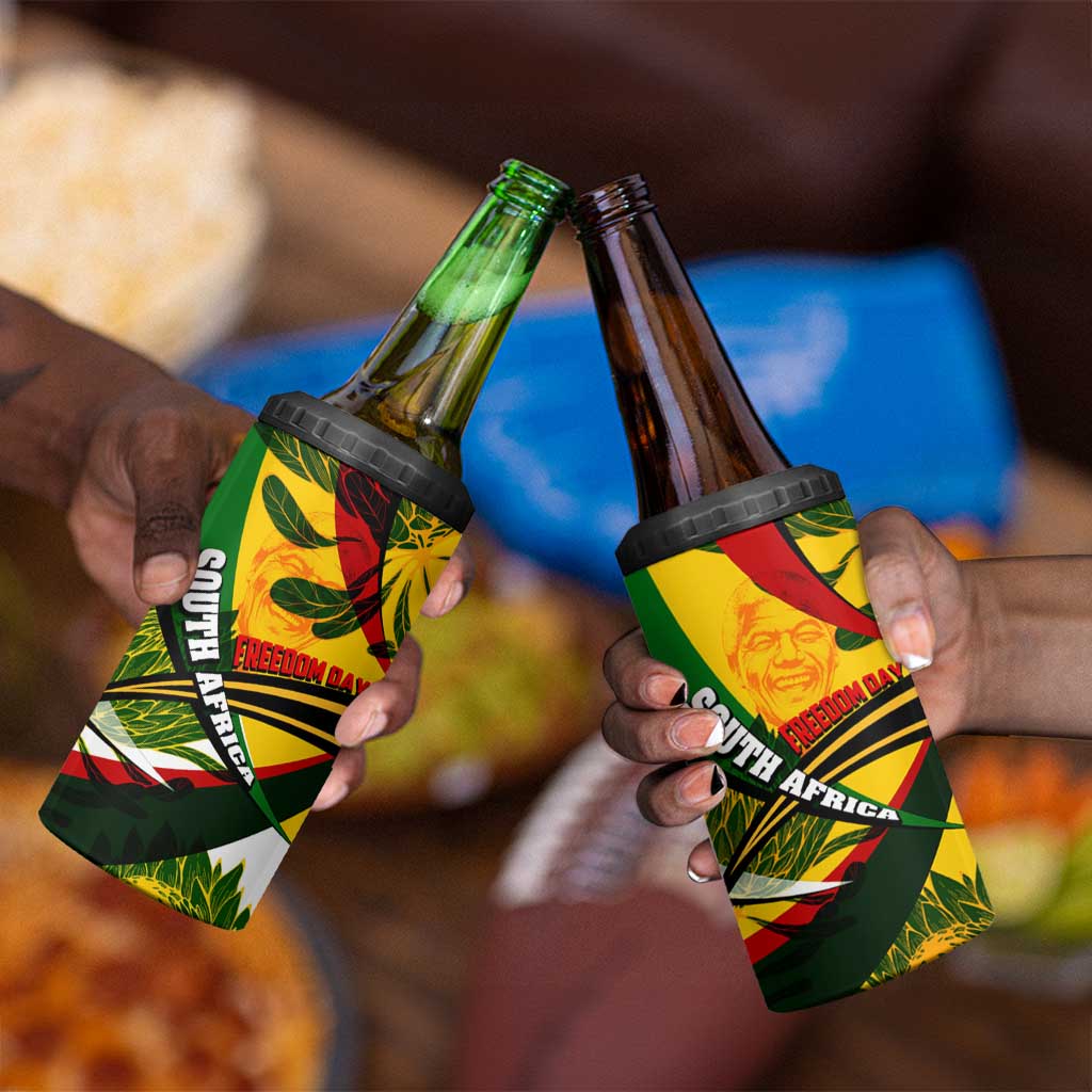 South Africa Freedom Day Mandela 4 in 1 Can Cooler Tumbler National Pride Protea Flower