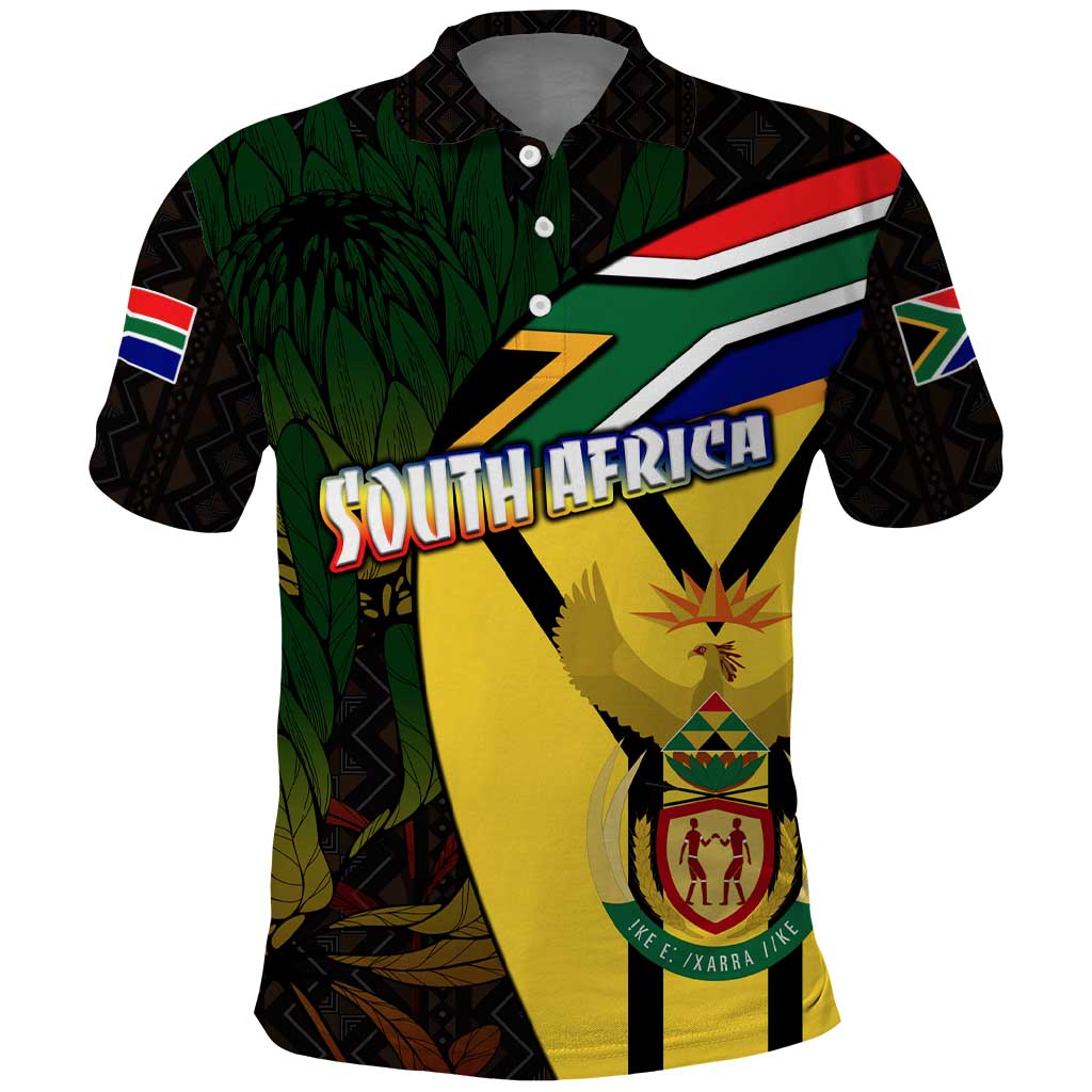 Coat Of Arms South Africa Polo Shirt Protea Unity Heritage