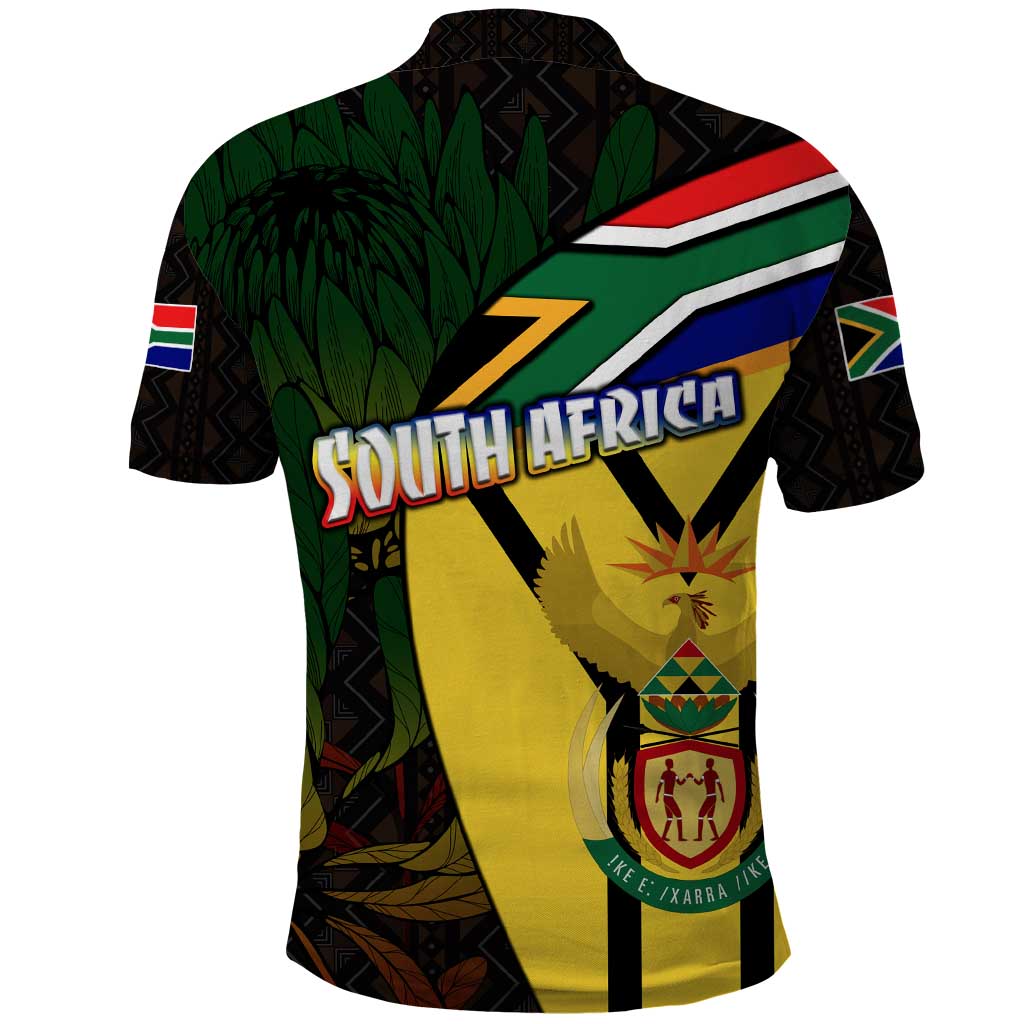 Coat Of Arms South Africa Polo Shirt Protea Unity Heritage