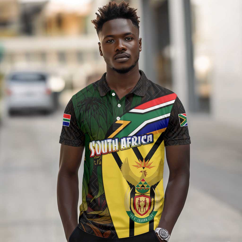 Coat Of Arms South Africa Polo Shirt Protea Unity Heritage