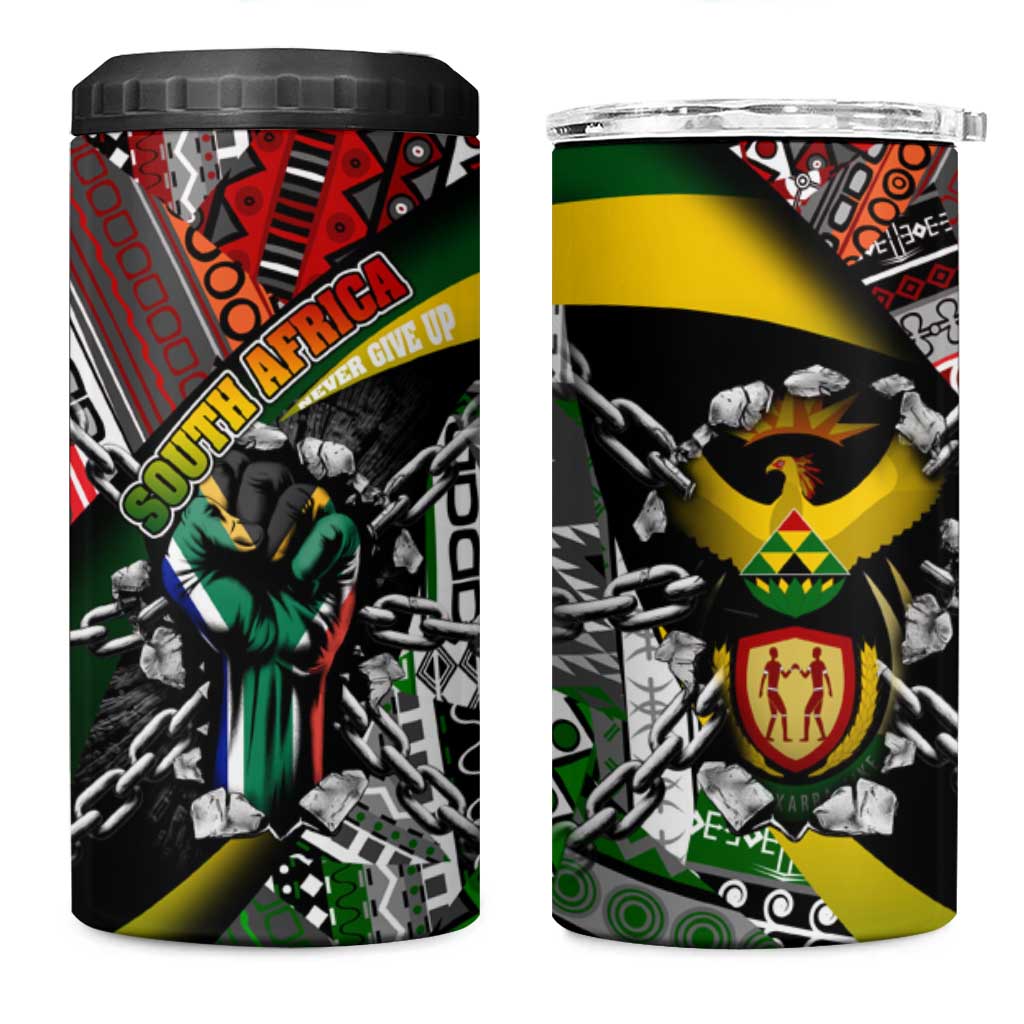 South Africa Fist of Freedom 4 in 1 Can Cooler Tumbler Never Give Up