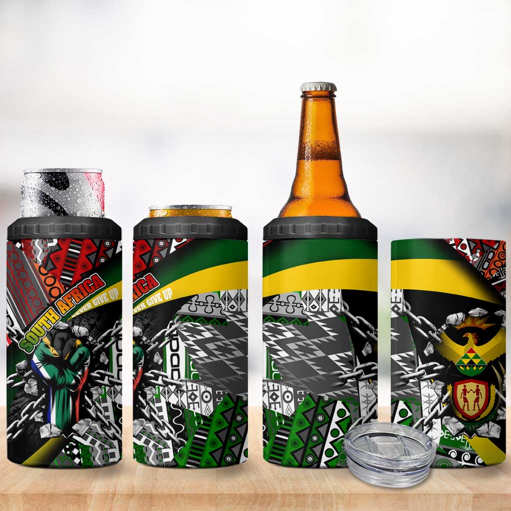 South Africa Fist of Freedom 4 in 1 Can Cooler Tumbler Never Give Up