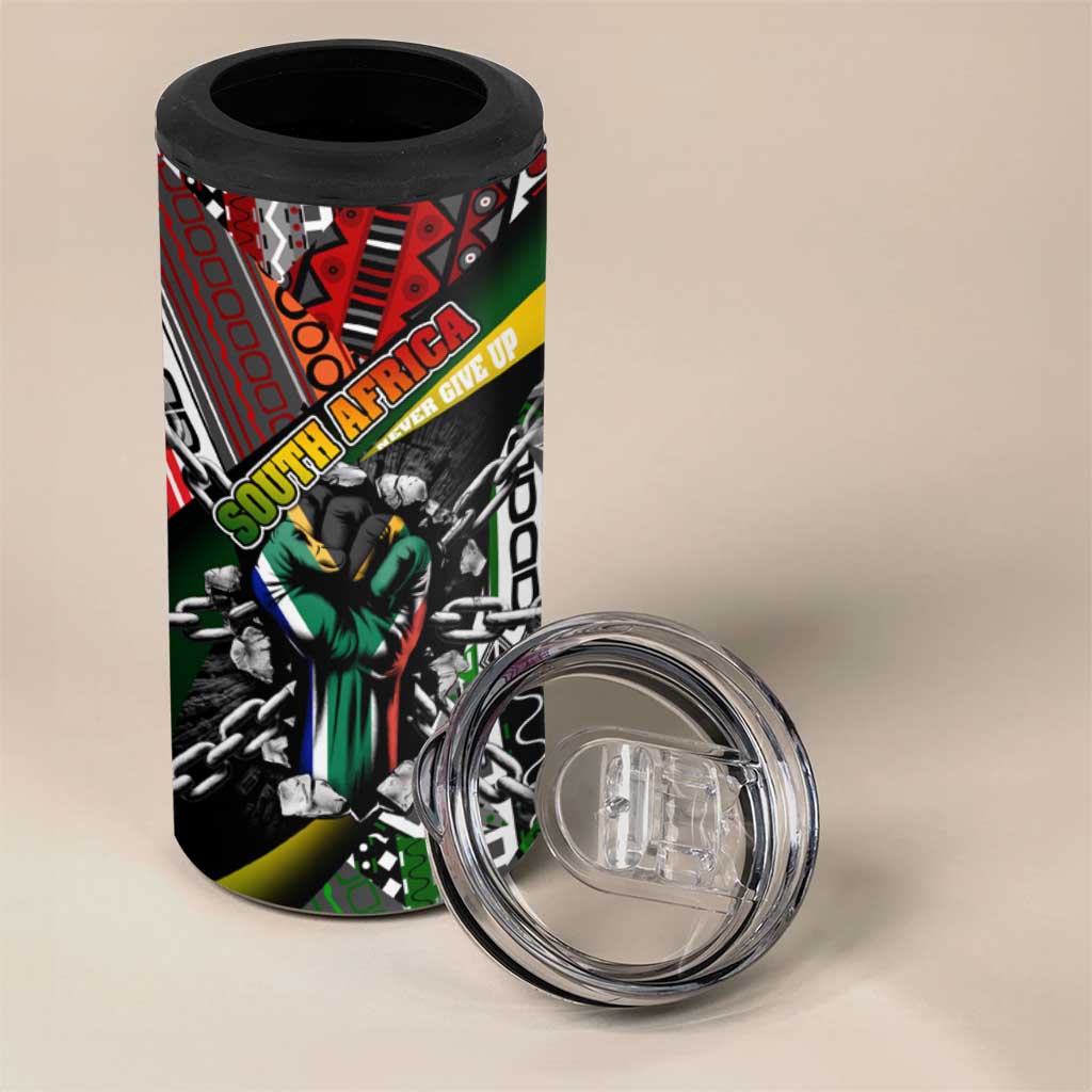 South Africa Fist of Freedom 4 in 1 Can Cooler Tumbler Never Give Up