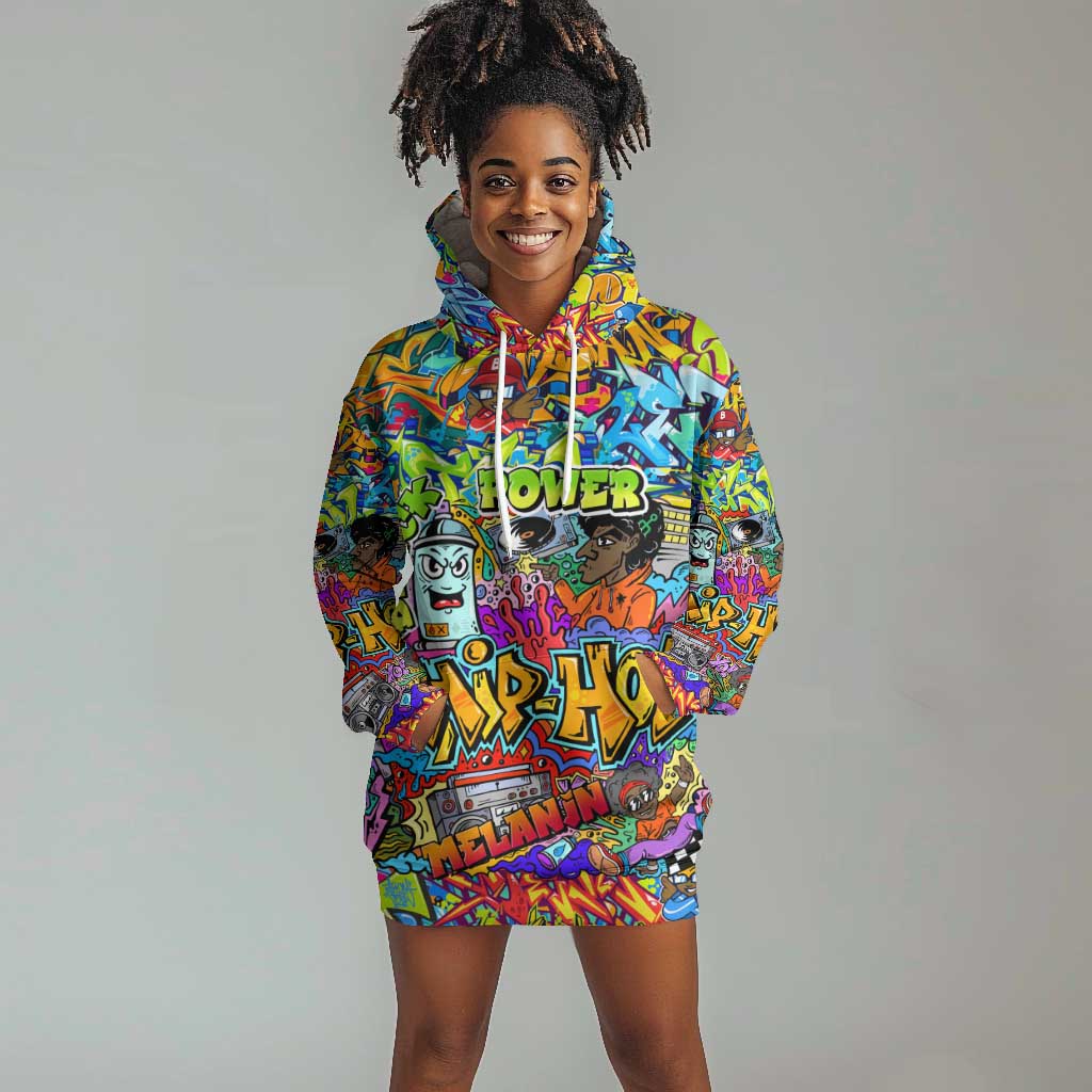 Graffiti Happy Emoji Print Hoodie Dress