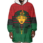 Personalized Ancient Egypt Wearable Blanket Hoodie - Pharaoh in Pan-African Colors