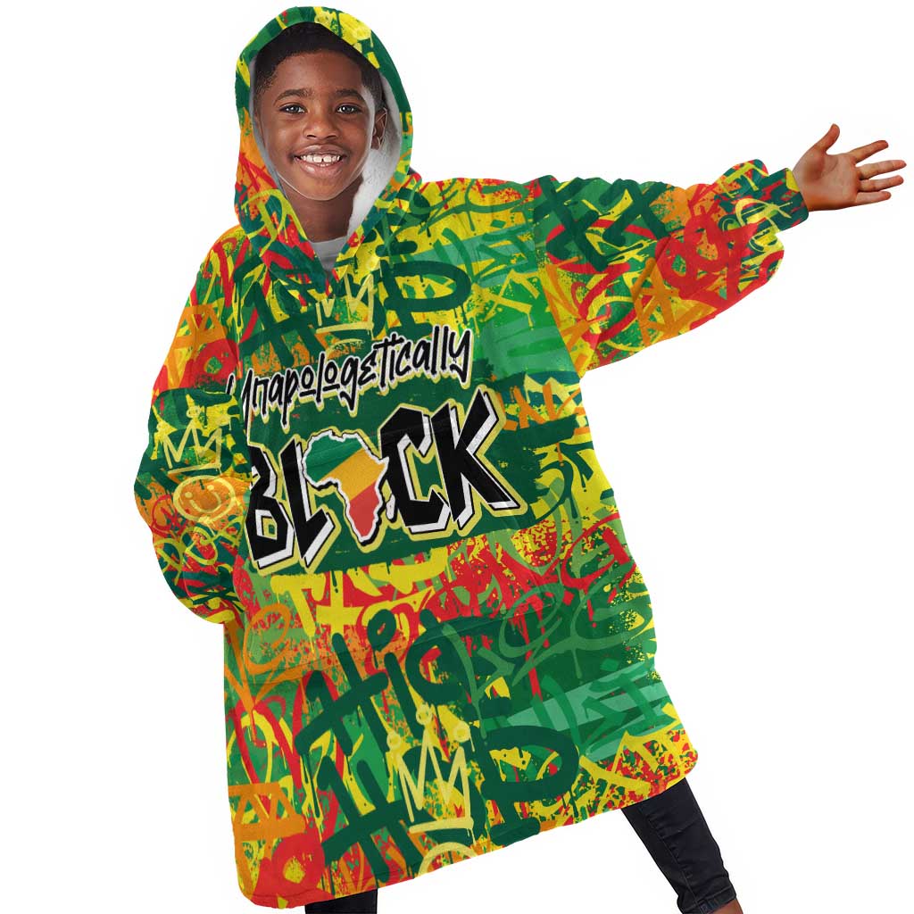 Personalized African Design KId Wearable Blanket Hoodie - Unapologetically Black