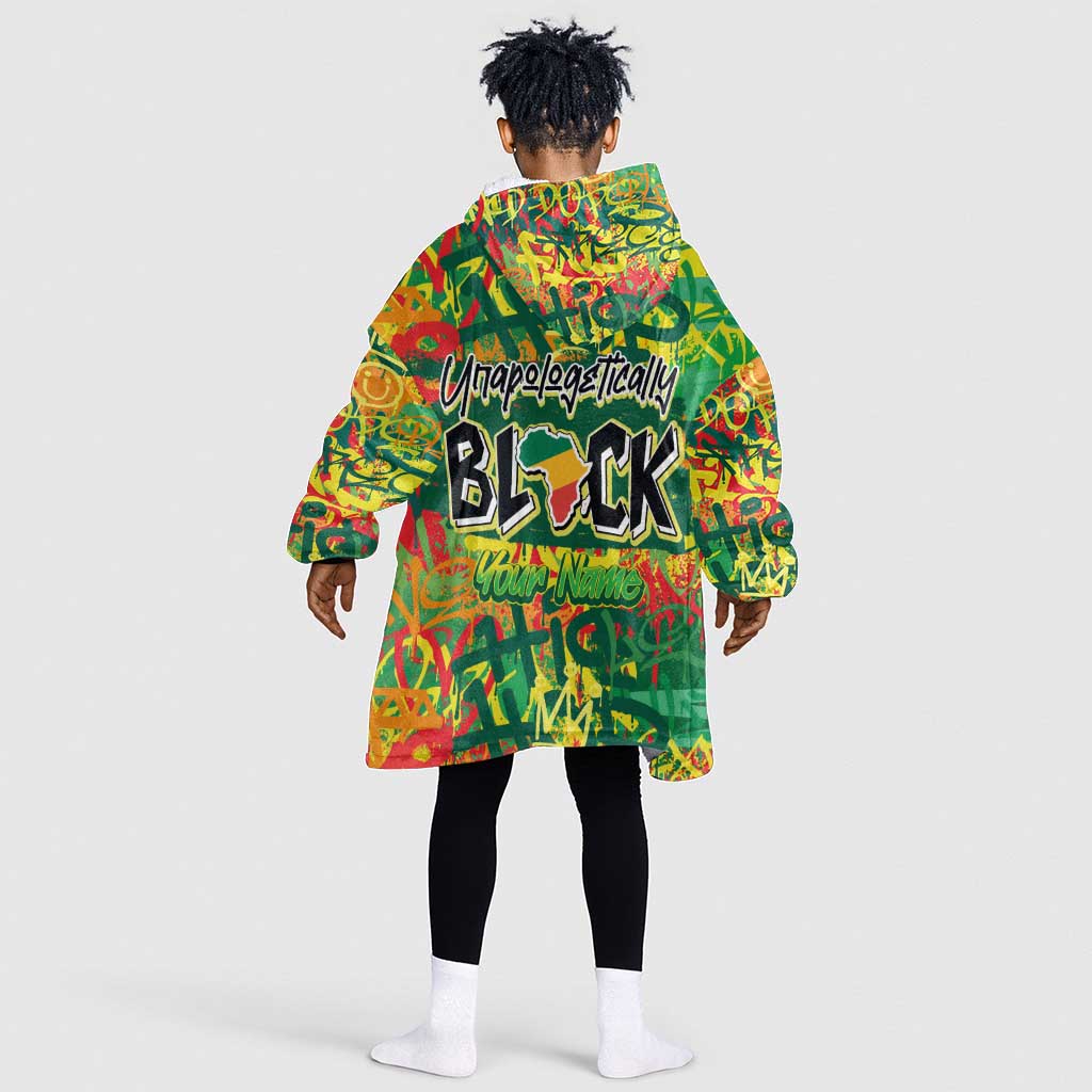 Personalized African Design KId Wearable Blanket Hoodie - Unapologetically Black