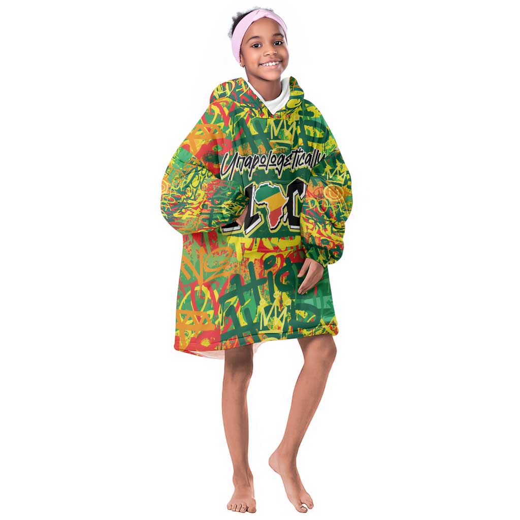 Personalized African Design KId Wearable Blanket Hoodie - Unapologetically Black