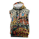 African Wildlife Sleeveless Hoodie Animal Pattern - African Pride