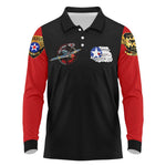 Red Tails Tuskegee Airmen Long Sleeve Polo Shirt Black History Fighter Plane Patriotic Tribute - African Pride