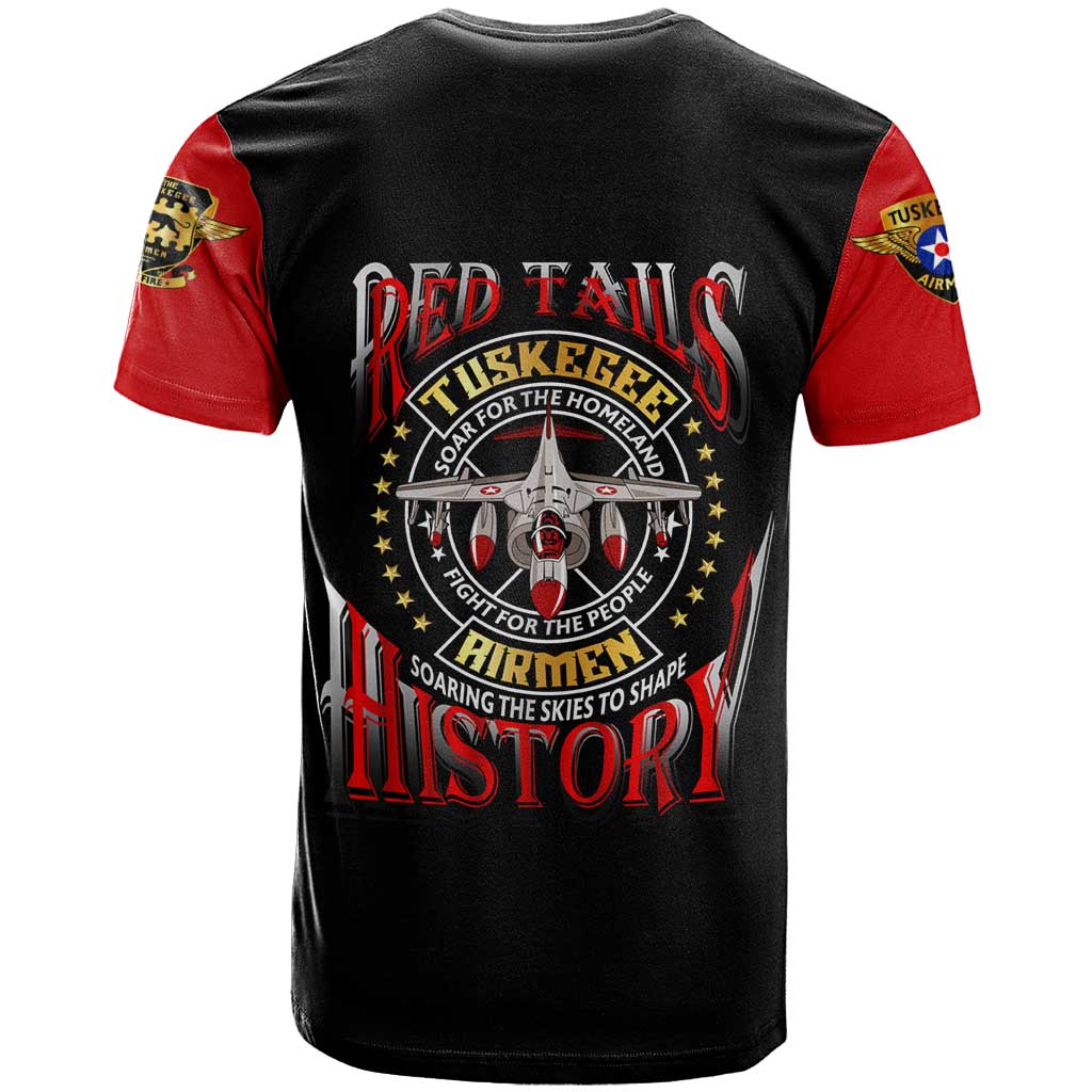 Red Tails Tuskegee Airmen T shirt Black History Fighter Plane Patriotic Tribute - African Pride