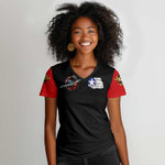 Red Tails Tuskegee Airmen Women V-Neck T-Shirt Black History Fighter Plane Patriotic Tribute - African Pride
