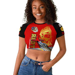 Tuskegee Red Tails Airmen Raglan Cropped T shirt African American WWII Fighter Pilot Legacy - African Pride