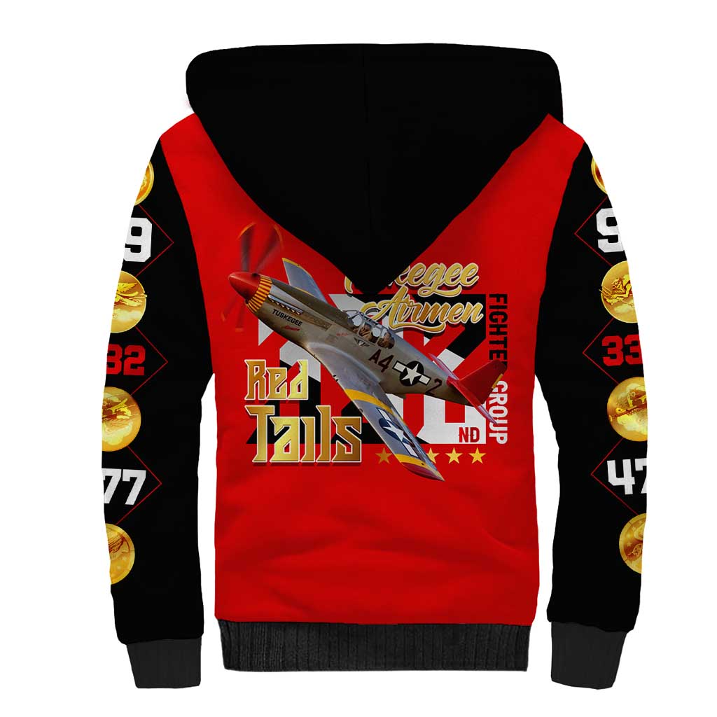 Tuskegee Red Tails Airmen Sherpa Hoodie African American WWII Fighter Pilot Legacy - African Pride