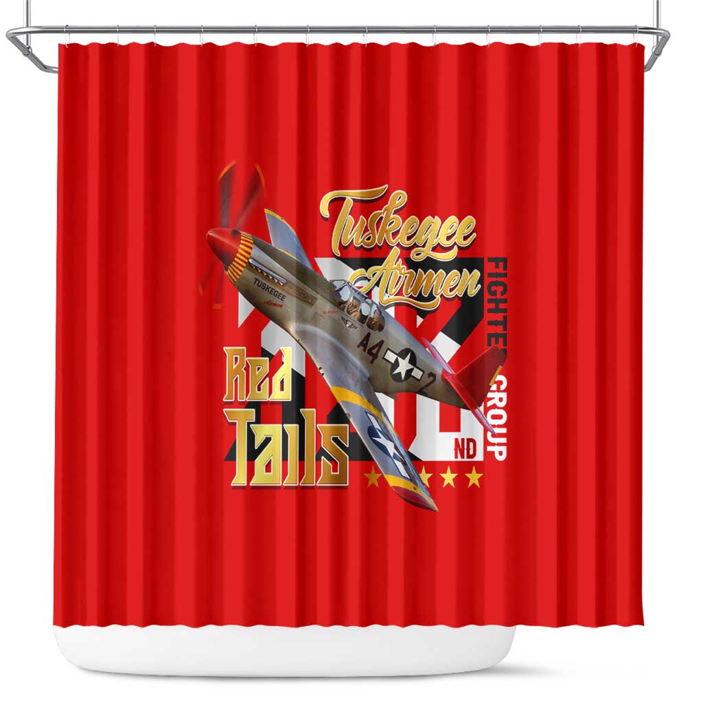 Tuskegee Red Tails Airmen Shower Curtain African American WWII Fighter Pilot Legacy - African Pride
