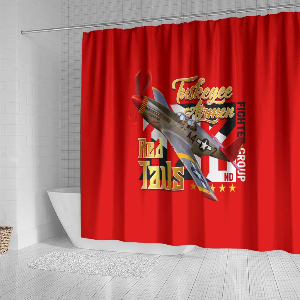 Tuskegee Red Tails Airmen Shower Curtain African American WWII Fighter Pilot Legacy - African Pride