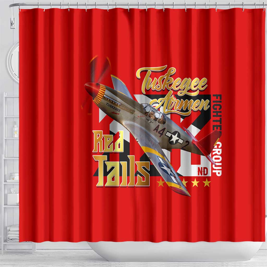 Tuskegee Red Tails Airmen Shower Curtain African American WWII Fighter Pilot Legacy - African Pride