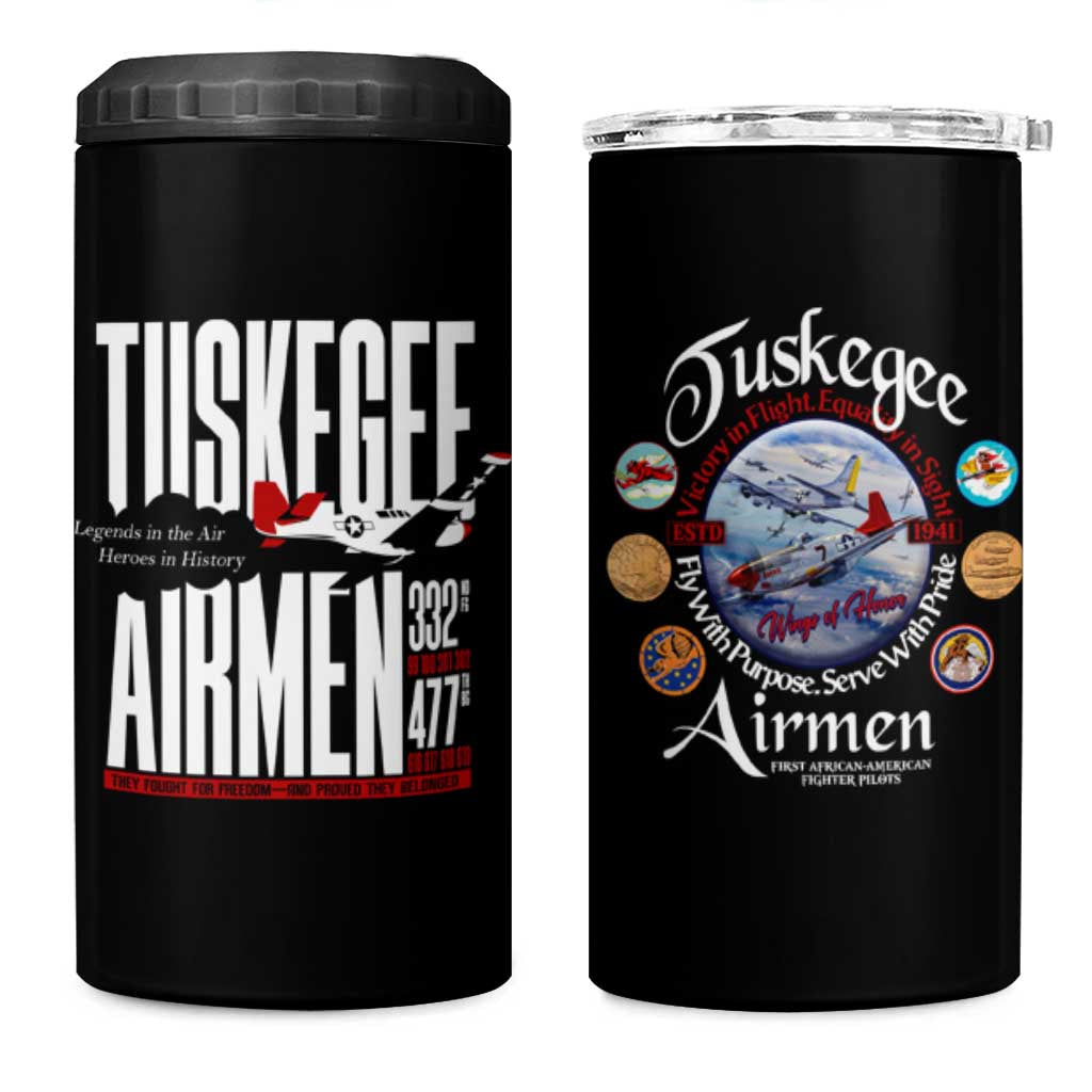 Wings of Honor Tuskegee Airmen 4 in 1 Can Cooler Tumbler 332nd 477th Fighter Group Tribute - African Pride
