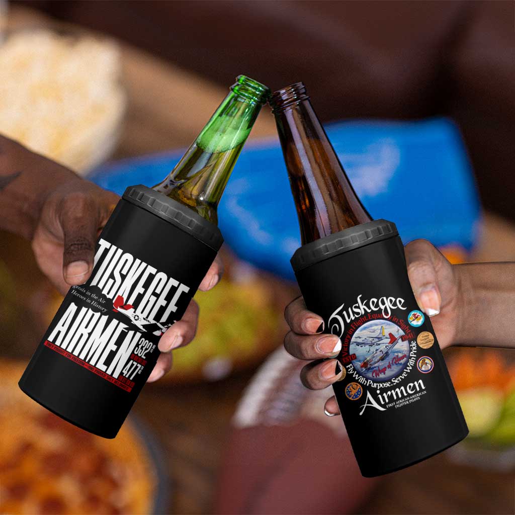 Wings of Honor Tuskegee Airmen 4 in 1 Can Cooler Tumbler 332nd 477th Fighter Group Tribute - African Pride