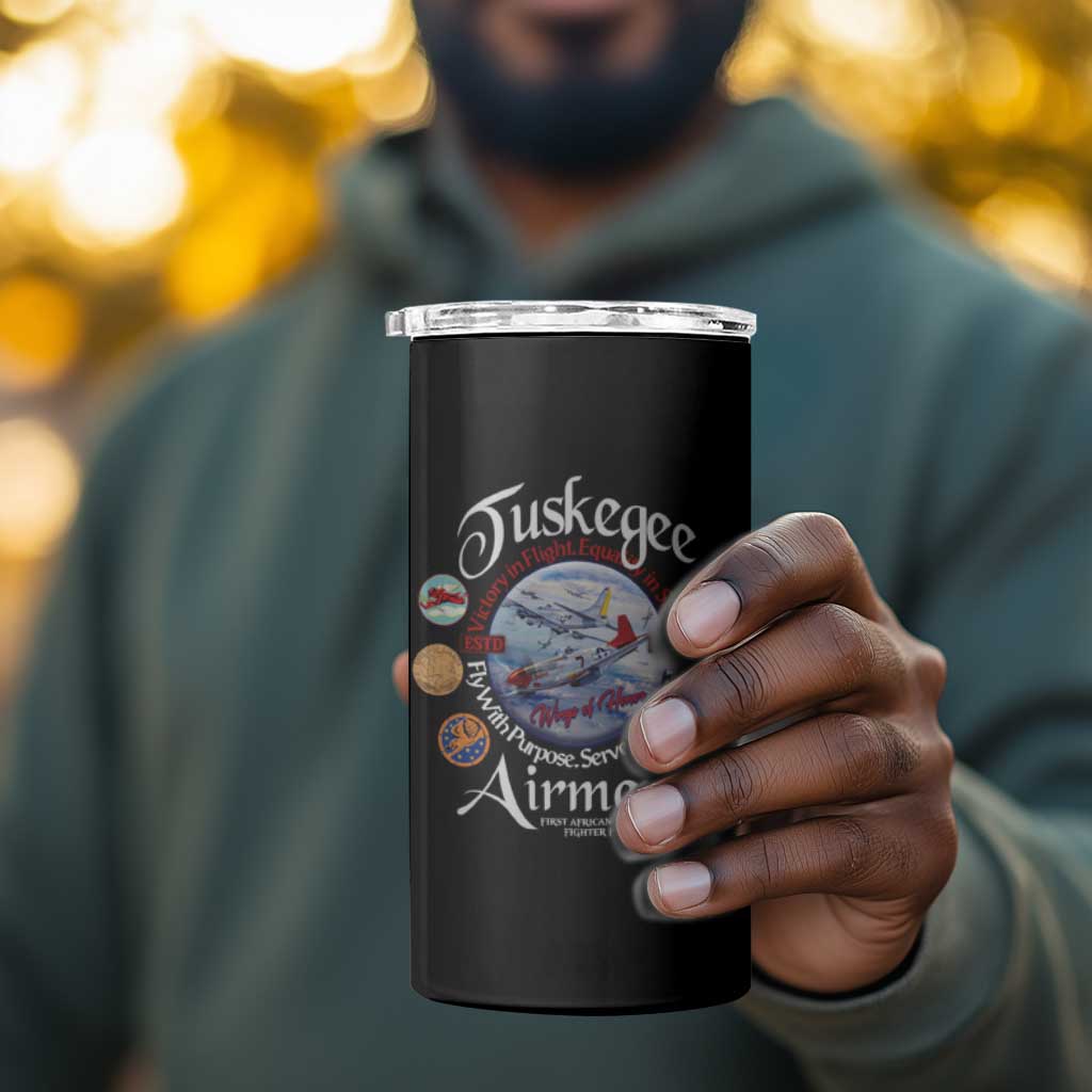 Wings of Honor Tuskegee Airmen 4 in 1 Can Cooler Tumbler 332nd 477th Fighter Group Tribute - African Pride