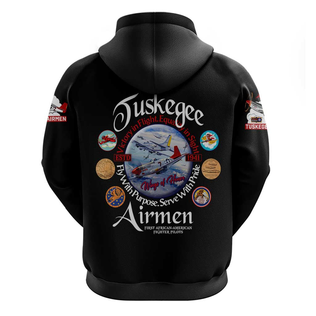 Wings of Honor Tuskegee Airmen Hoodie 332nd 477th Fighter Group Tribute - African Pride