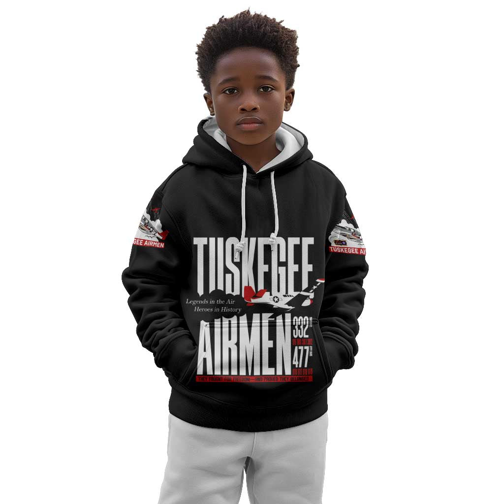 Wings of Honor Tuskegee Airmen Kid Hoodie 332nd 477th Fighter Group Tribute - African Pride