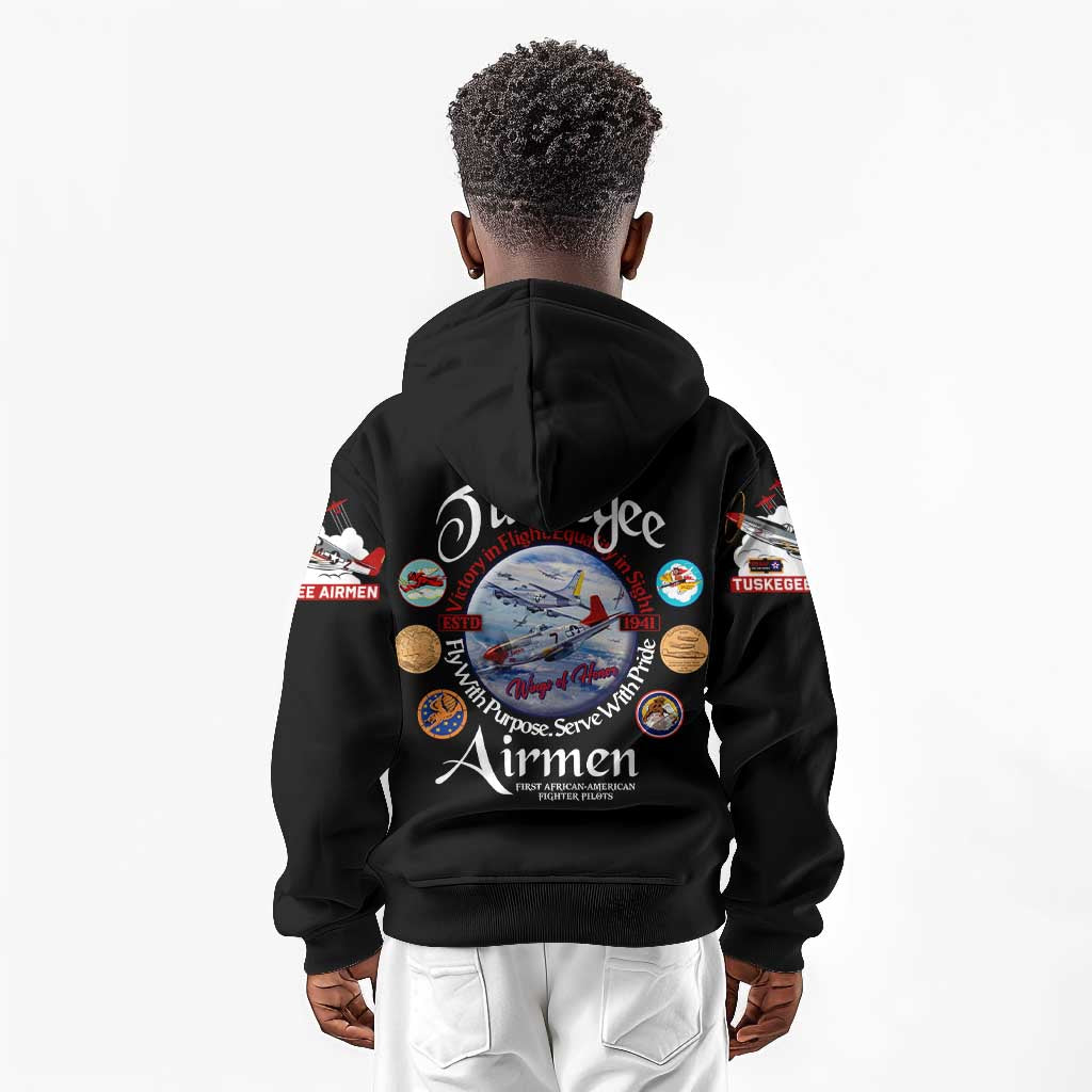Wings of Honor Tuskegee Airmen Kid Hoodie 332nd 477th Fighter Group Tribute - African Pride