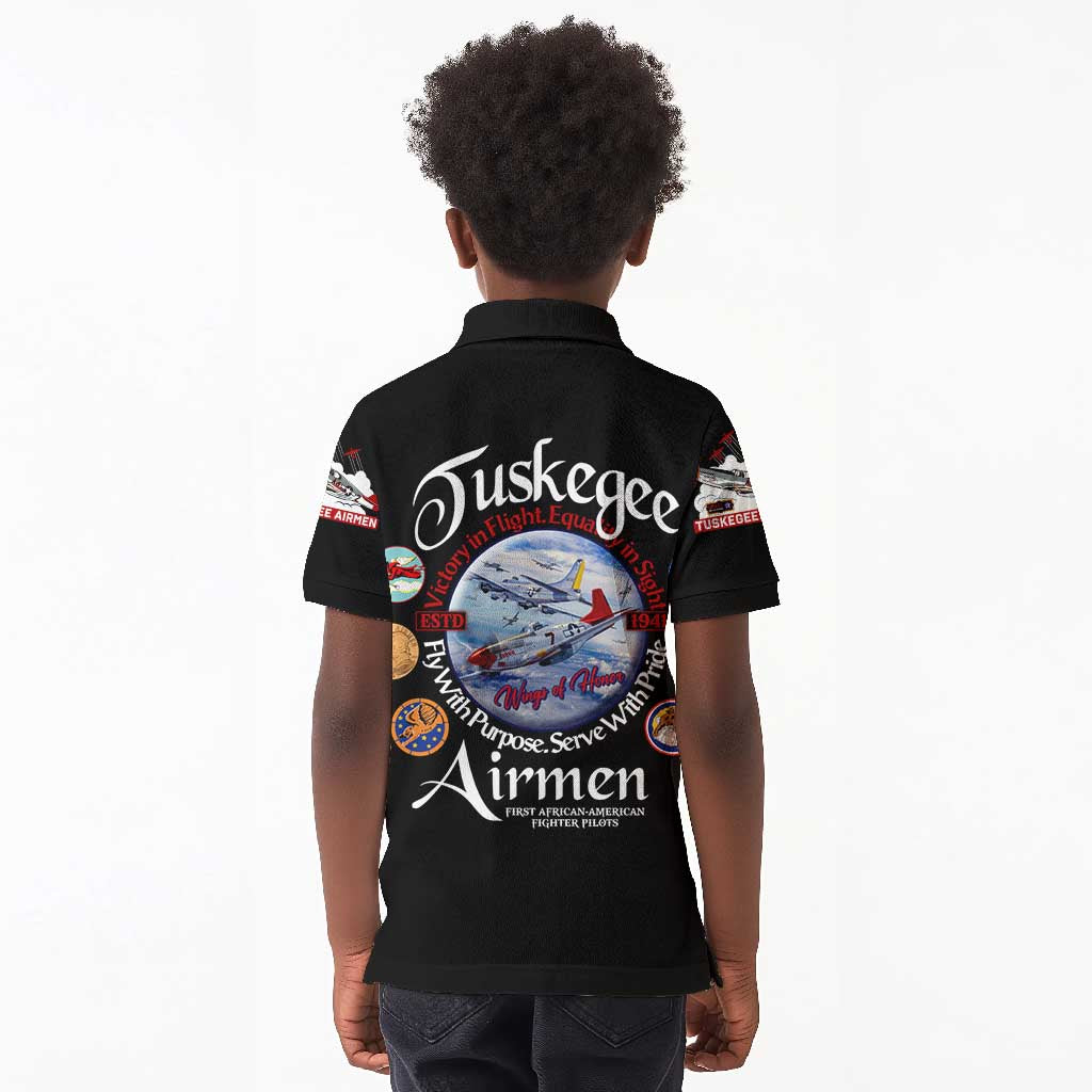 Wings of Honor Tuskegee Airmen Kid Polo Shirt 332nd 477th Fighter Group Tribute - African Pride