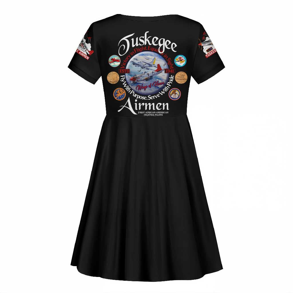 Wings of Honor Tuskegee Airmen Kid Short Sleeve Dress 332nd 477th Fighter Group Tribute - African Pride