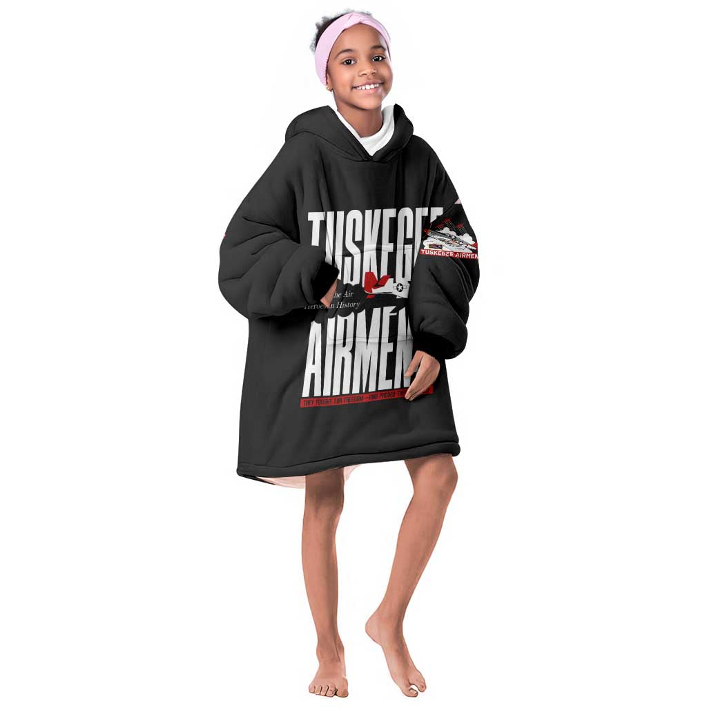 Wings of Honor Tuskegee Airmen Kid Wearable Blanket Hoodie 332nd 477th Fighter Group Tribute - African Pride