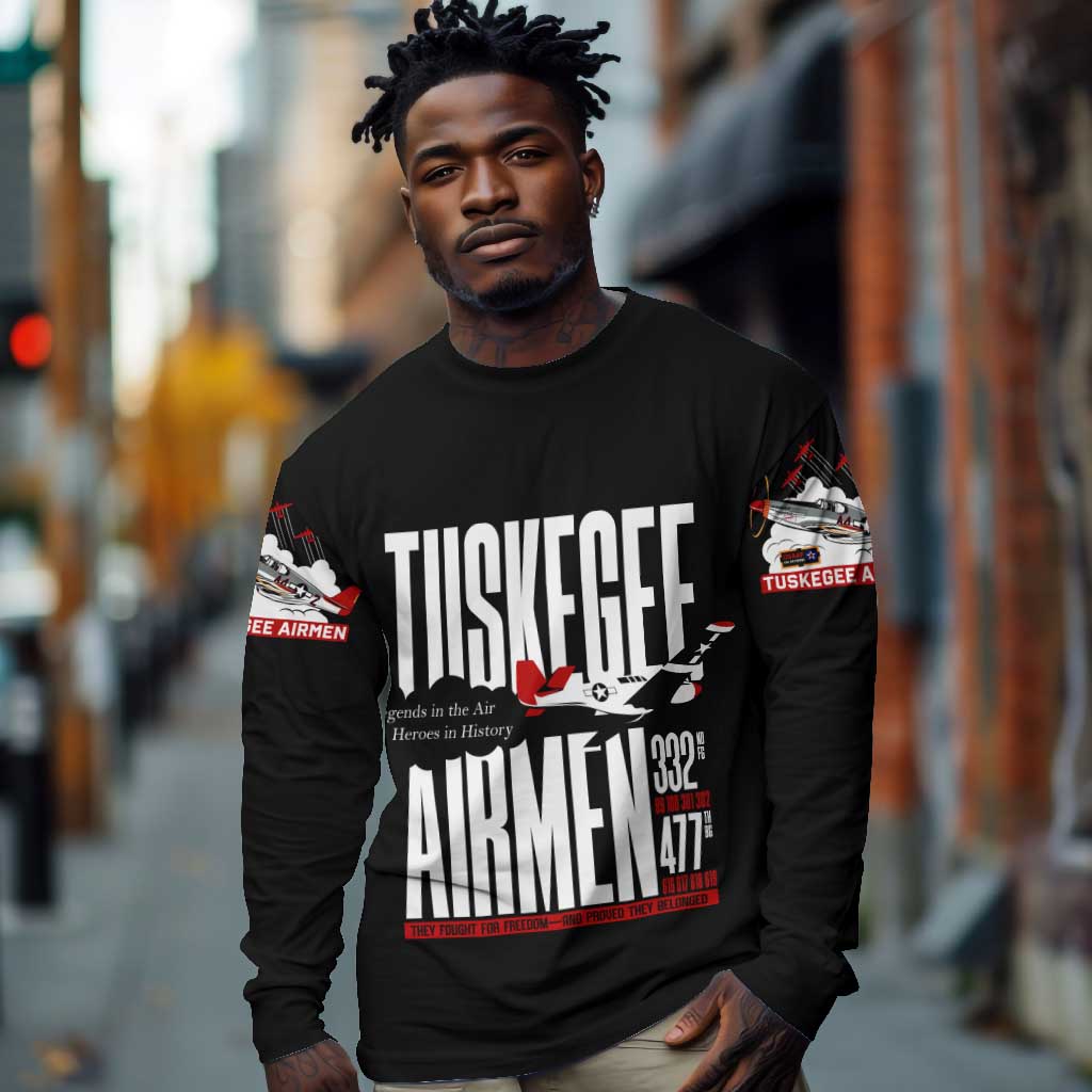 Wings of Honor Tuskegee Airmen Long Sleeve Shirt 332nd 477th Fighter Group Tribute - African Pride