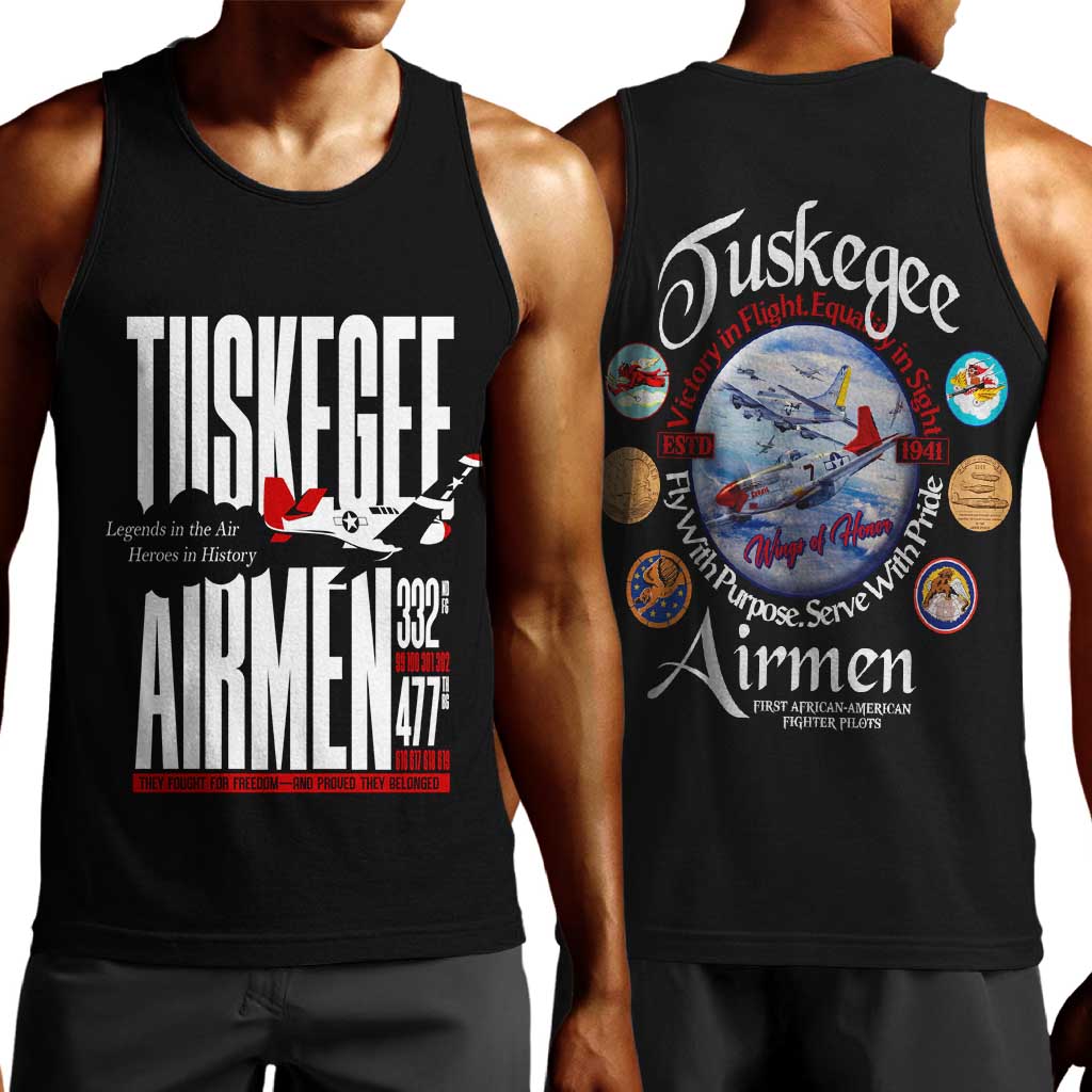 Wings of Honor Tuskegee Airmen Men Tank Top 332nd 477th Fighter Group Tribute - African Pride