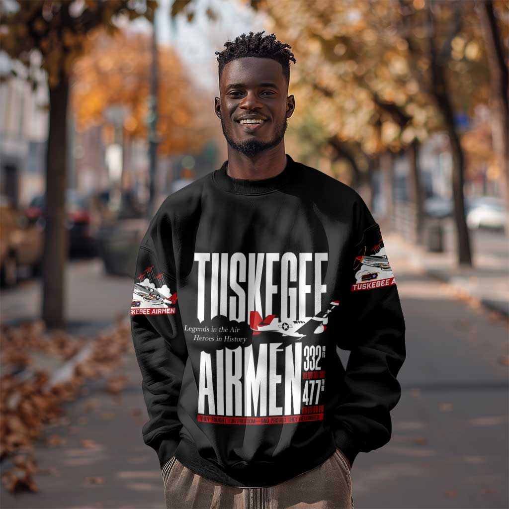 Wings of Honor Tuskegee Airmen Sweatshirt 332nd 477th Fighter Group Tribute - African Pride