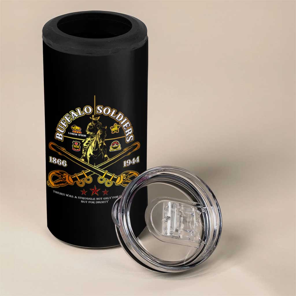 Strength Honor Legacy Buffalo Soldiers 4 in 1 Can Cooler Tumbler African American Cavalry Tribute - African Pride