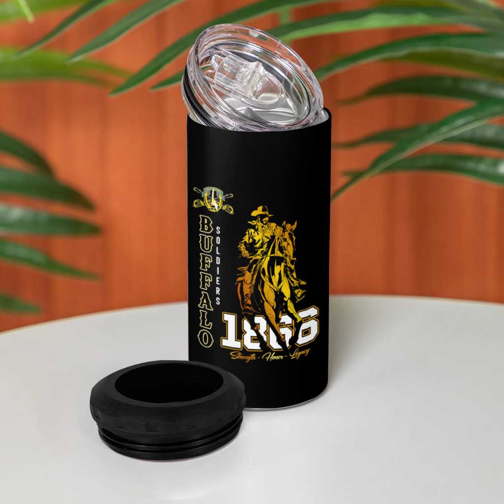 Strength Honor Legacy Buffalo Soldiers 4 in 1 Can Cooler Tumbler African American Cavalry Tribute - African Pride