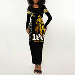 Strength Honor Legacy Buffalo Soldiers Long Sleeve Bodycon Dress African American Cavalry Tribute - African Pride