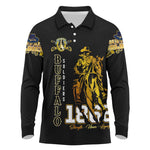 Strength Honor Legacy Buffalo Soldiers Long Sleeve Polo Shirt African American Cavalry Tribute - African Pride