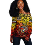 Montford Point Marines Off Shoulder Sweater Afro Devil Dog Soldier Legend - African Pride