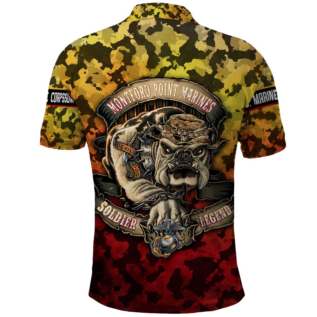 Montford Point Marines Polo Shirt Afro Devil Dog Soldier Legend - African Pride
