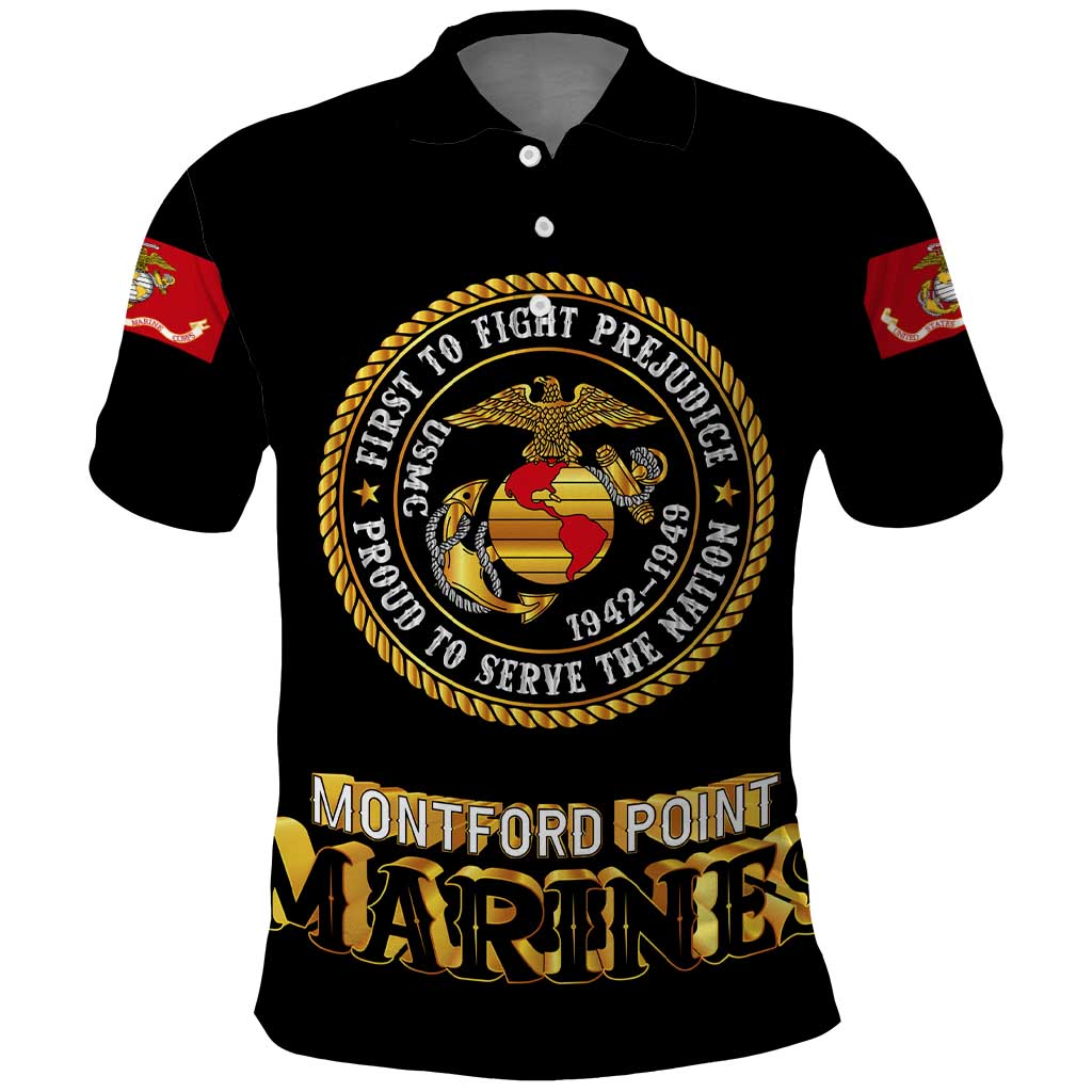 Montford Point Marines Polo Shirt Afro First to Fight Prejudice - African Pride