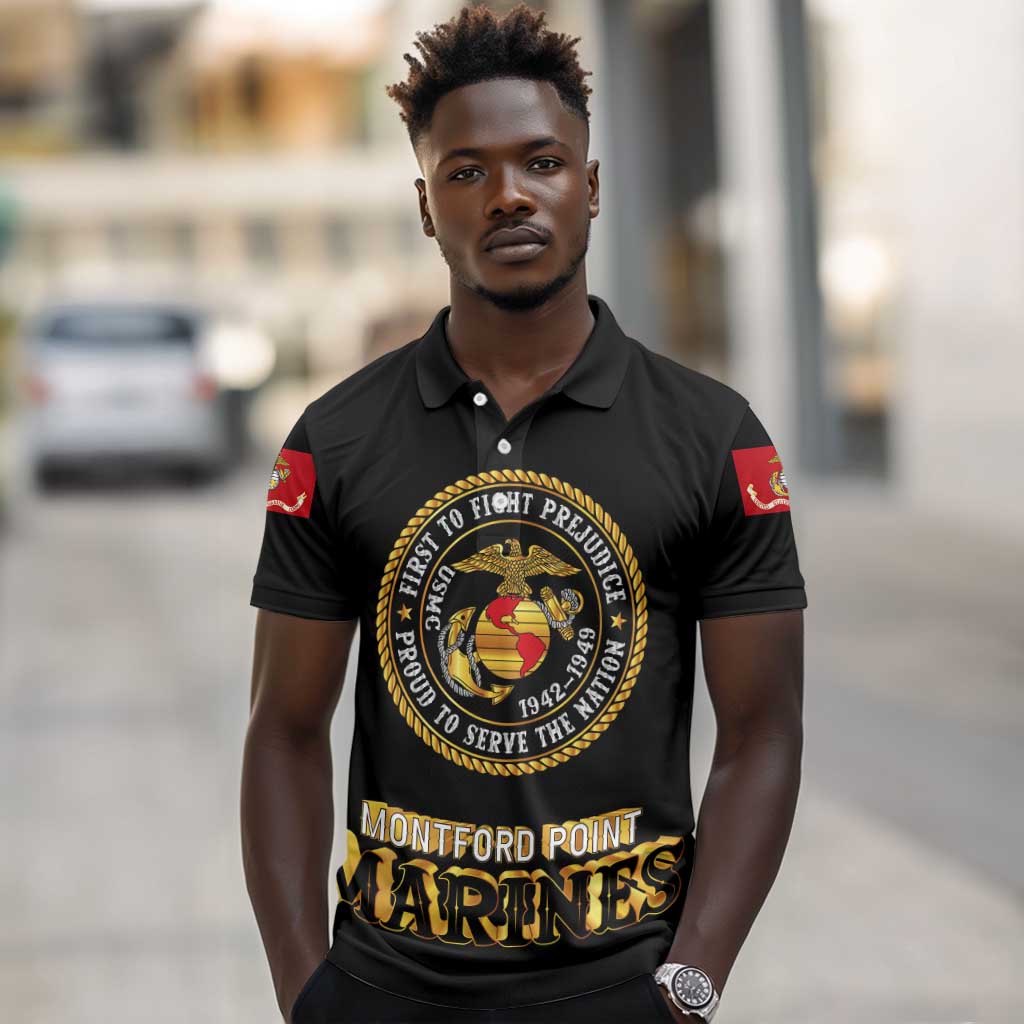 Montford Point Marines Polo Shirt Afro First to Fight Prejudice - African Pride