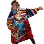 Montford Point Marines Kid Wearable Blanket Hoodie African American Eagle Anchor Tribute - African Pride