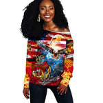 Montford Point Marines Off Shoulder Sweater African American Eagle Anchor Tribute - African Pride