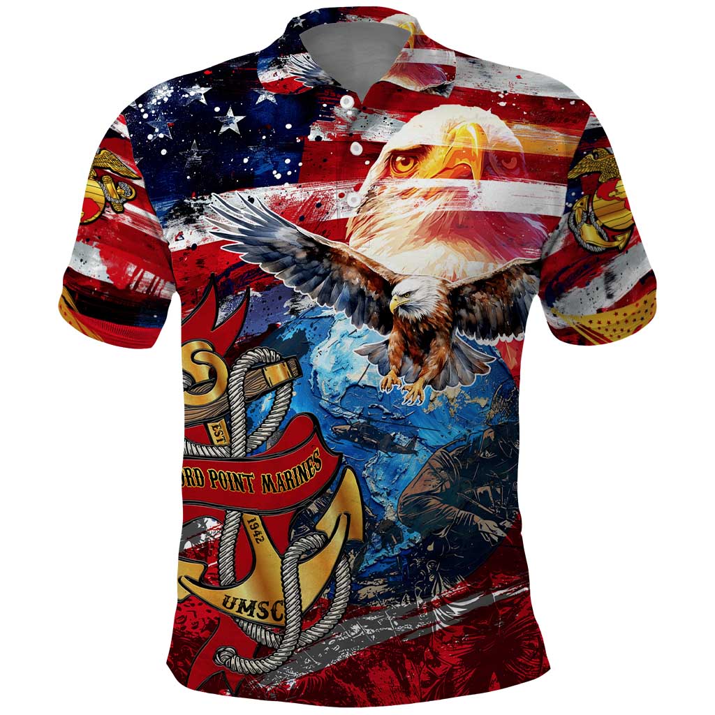 Montford Point Marines Polo Shirt African American Eagle Anchor Tribute - African Pride