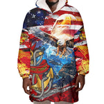 Montford Point Marines Wearable Blanket Hoodie African American Eagle Anchor Tribute - African Pride