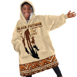 Black Father KId Wearable Blanket Hoodie African Father with Son and Daughter
